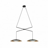 SLIM LED Lampe suspension double extensible noir et or