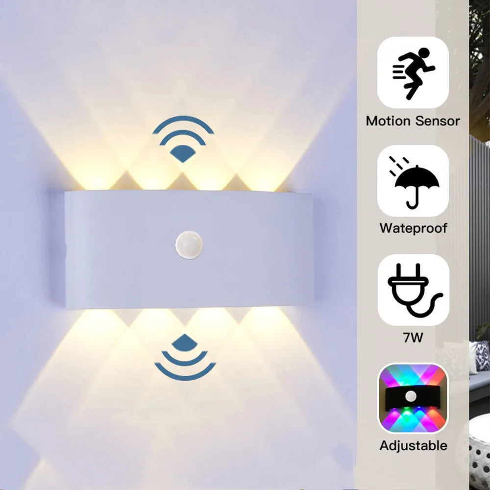 PIR Motion Sensor Wall Lamp AC85-265V Waterpoof Outdoor Garden Lighting Nordic LED Wall Light Living Room Bedroom Stairs Decor