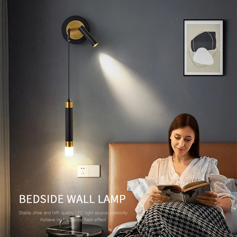 Bedroom bedside wall lamp modern minimalistluxury creative spotlight For home led  living room background decor wall light