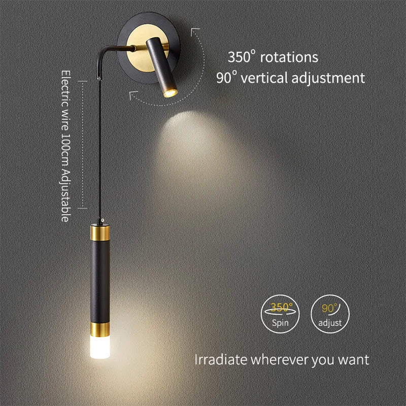 Bedroom bedside wall lamp modern minimalistluxury creative spotlight For home led  living room background decor wall light