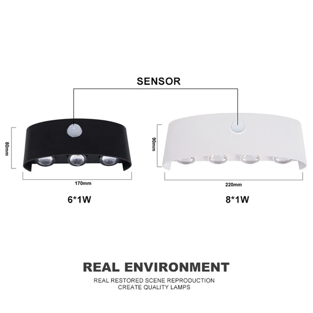PIR Motion Sensor Wall Lamp AC85-265V Waterpoof Outdoor Garden Lighting Nordic LED Wall Light Living Room Bedroom Stairs Decor