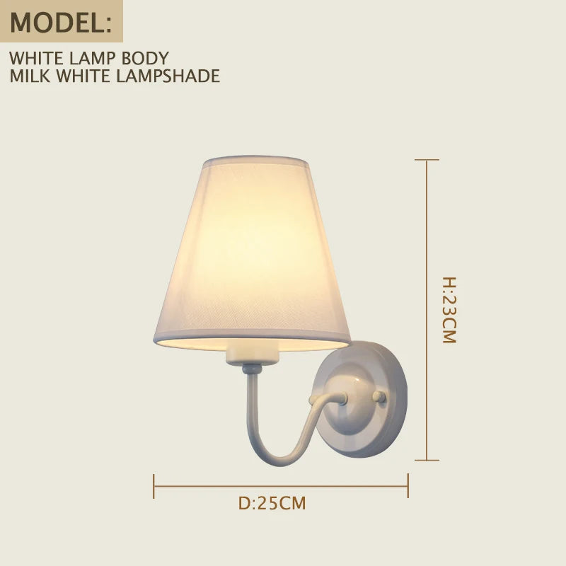 E27 Retro Wall Lamp Simple Creative Fabric Wall Lamp Living Room Bedroom Bedside Hotel Home Decor LED Lighting Fixtures