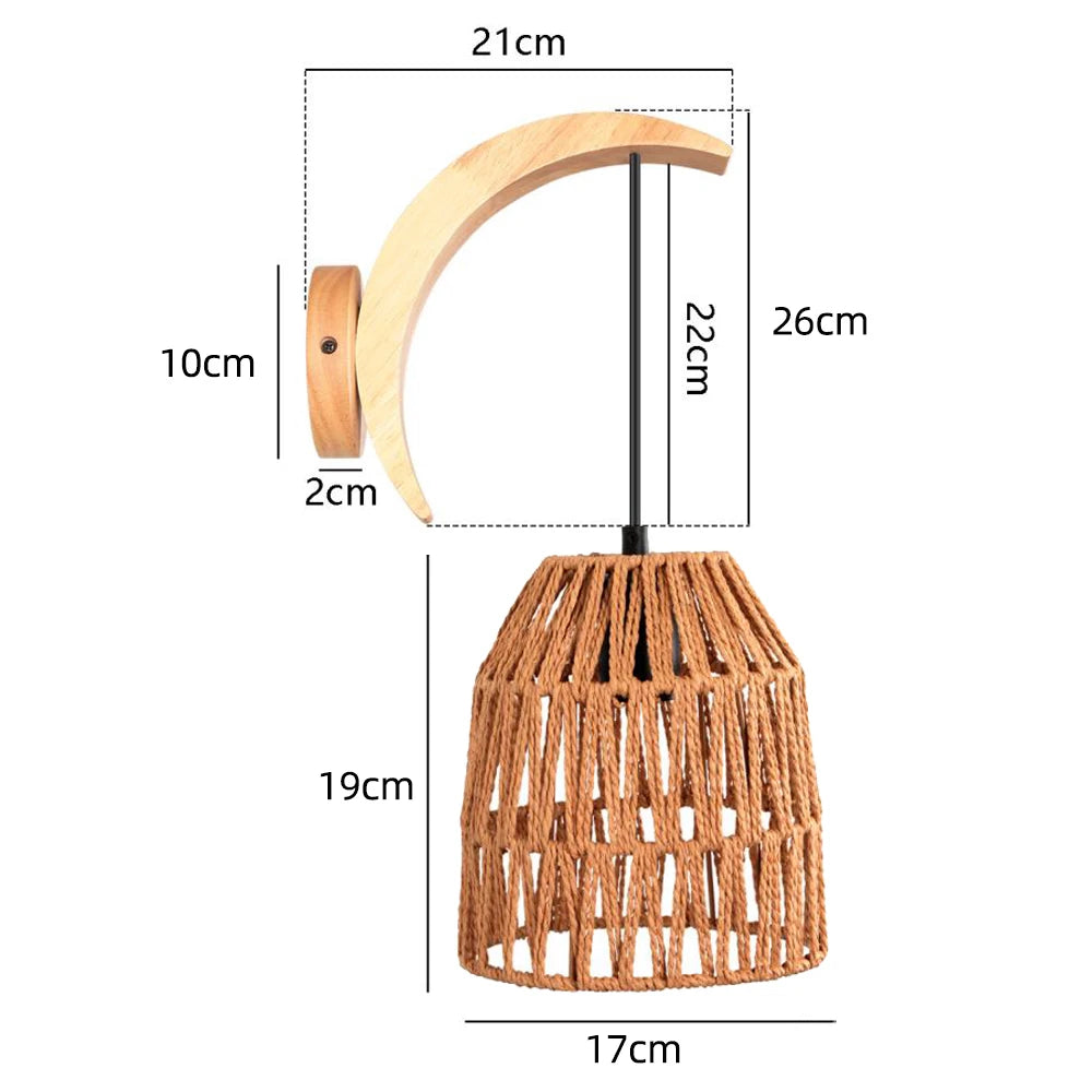 Applique murale corde et bois