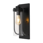 Black Outdoor Wall Light with Clear Glass Shade E27 Bulb Holder Modern Iron Fixture for Porch Cafe Hallway