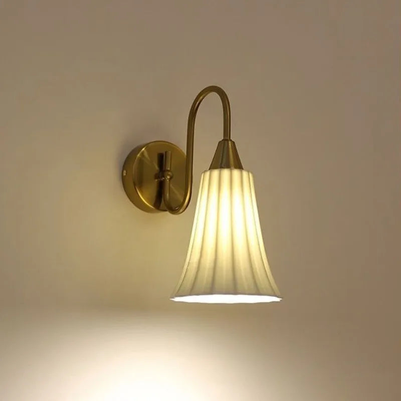 Ceramic Study Bedroom Wall Lamp Simple and Unique Light Nordic Post-modern Bedside Lamp French Romantic Corridor Lamp