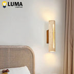 Luma Japanese Yellow Travertine Wall Light Stone Wood Wall Sconce Lamp for Living Room Bedroom Bedside Corridor Home Decor