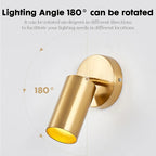 180° Rotatable Gold Wall Sconce, Adjustable Modern Metal Lamp for Bedroom Bedside Living Room Corridor Light