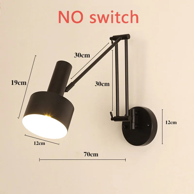 Nordic LED Wall Lamp Retractable Adjustable Wall Lights for Home Decoration Bedroom Bedside Reading Sconce Add Dimmable Function