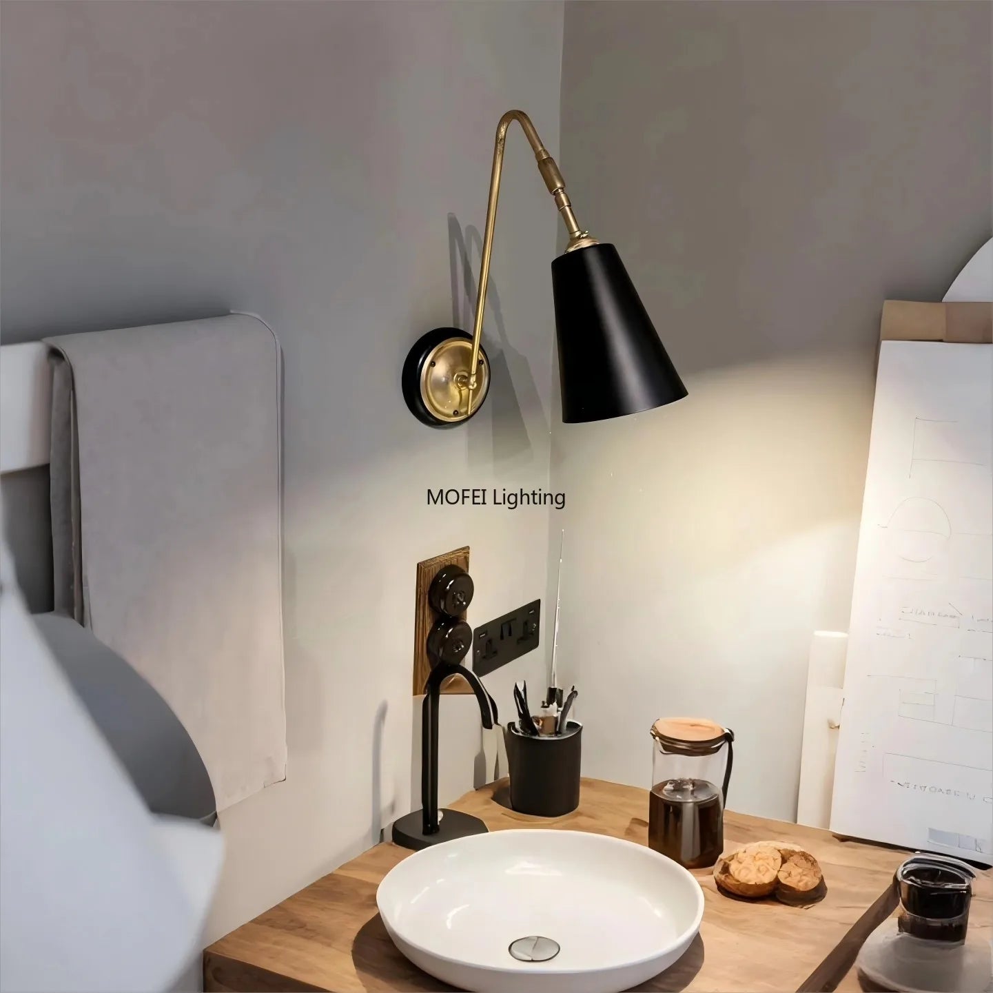 Retro Brass Wall Lamp Nordic Living Room Hallway Mood Lighting Bedroom Bedside Sconce LED Wall Light Fixture Home Decor