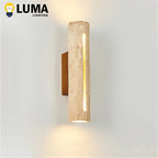 Luma Japanese Yellow Travertine Wall Light Stone Wood Wall Sconce Lamp for Living Room Bedroom Bedside Corridor Home Decor