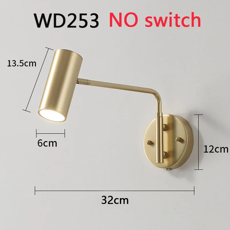 Nordic LED Wall Lamp Retractable Adjustable Wall Lights for Home Decoration Bedroom Bedside Reading Sconce Add Dimmable Function