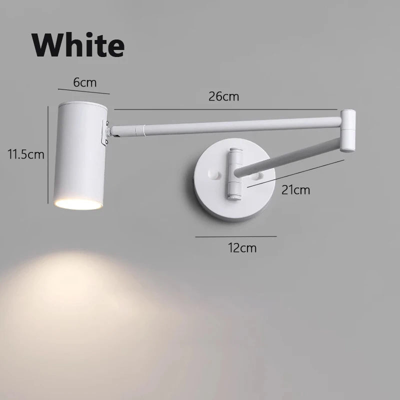 Nordic LED Wall Lamp Retractable Adjustable Wall Lights for Home Decoration Bedroom Bedside Reading Sconce Add Dimmable Function