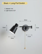Nordic LED Wall Lamp Adjustable Mechanical Telescopic Arm Wall Light With Switch Indoor Lighting Home Decor Bedside Bedroom
