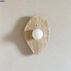 IWHD Wabi Sabi LED Wall Lights Bedroom Decoration Living Room Stair Lighting Yellow Travertine Bedside Lamps Applique Murale