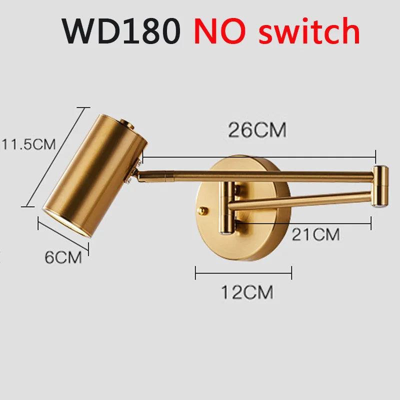 Nordic LED Wall Lamp Retractable Adjustable Wall Lights for Home Decoration Bedroom Bedside Reading Sconce Add Dimmable Function