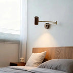 Nordic Wooden Swing Arm LED Wall Sconce 360° Adjustable Pull Chain Plug-in Modern Bedside Lamp For Bedroom Living Room Home Deco