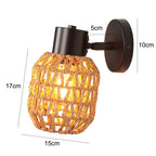 Rattan Wall Lamp Vintage Living Room Wall Light E27 Bedroom Bedside Lamp Retro Hemp Rope Woven Sconce Indoor Lighting Fixtures