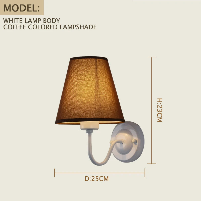 E27 Retro Wall Lamp Simple Creative Fabric Wall Lamp Living Room Bedroom Bedside Hotel Home Decor LED Lighting Fixtures