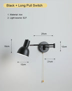 Nordic LED Wall Lamp Adjustable Mechanical Telescopic Arm Wall Light With Switch Indoor Lighting Home Decor Bedside Bedroom