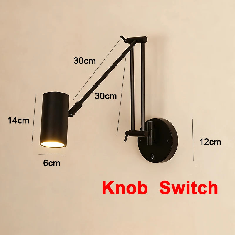 Nordic LED Wall Lamp Retractable Adjustable Wall Lights for Home Decoration Bedroom Bedside Reading Sconce Add Dimmable Function