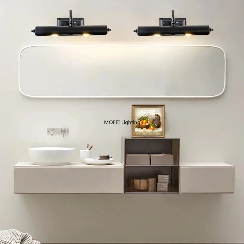 Nordic Minimalism Mirror Painting Wall Lamp LED Mirror Headlight Retro Bedside Reading Light Toilet Makeup Engineering