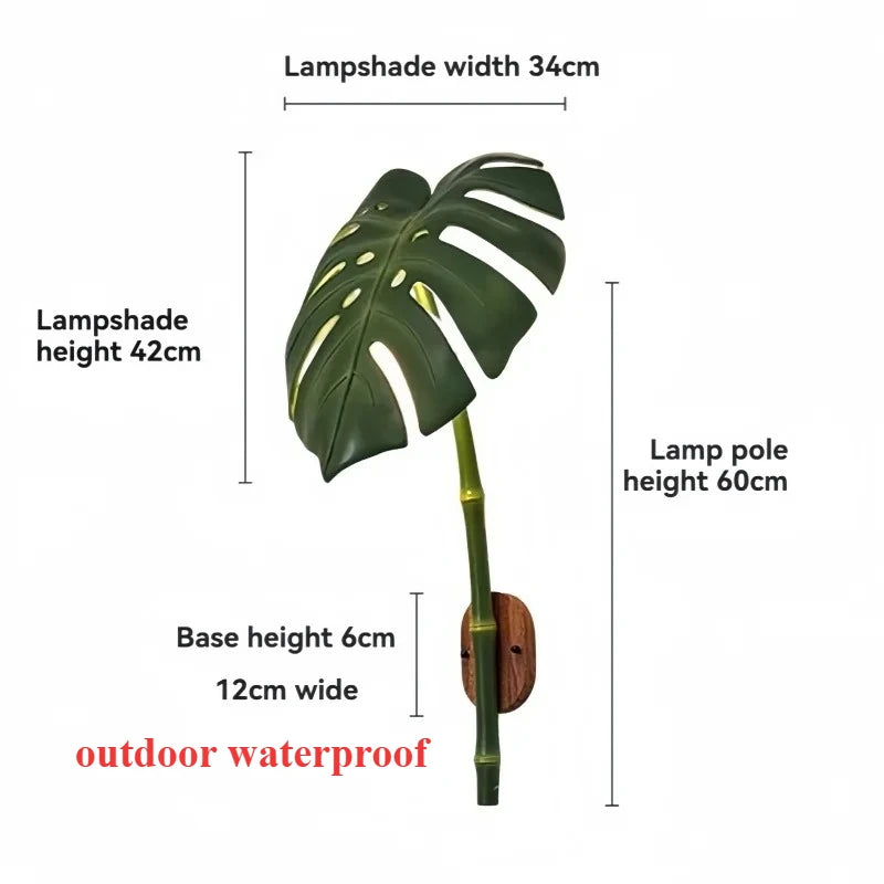 Outdoor Waterproof Wall Lamp With E27 1 -Light Bionic Bamboo Wall Sconce for Balcony Garden Entryway Bedroom Decor Viewing Lamp