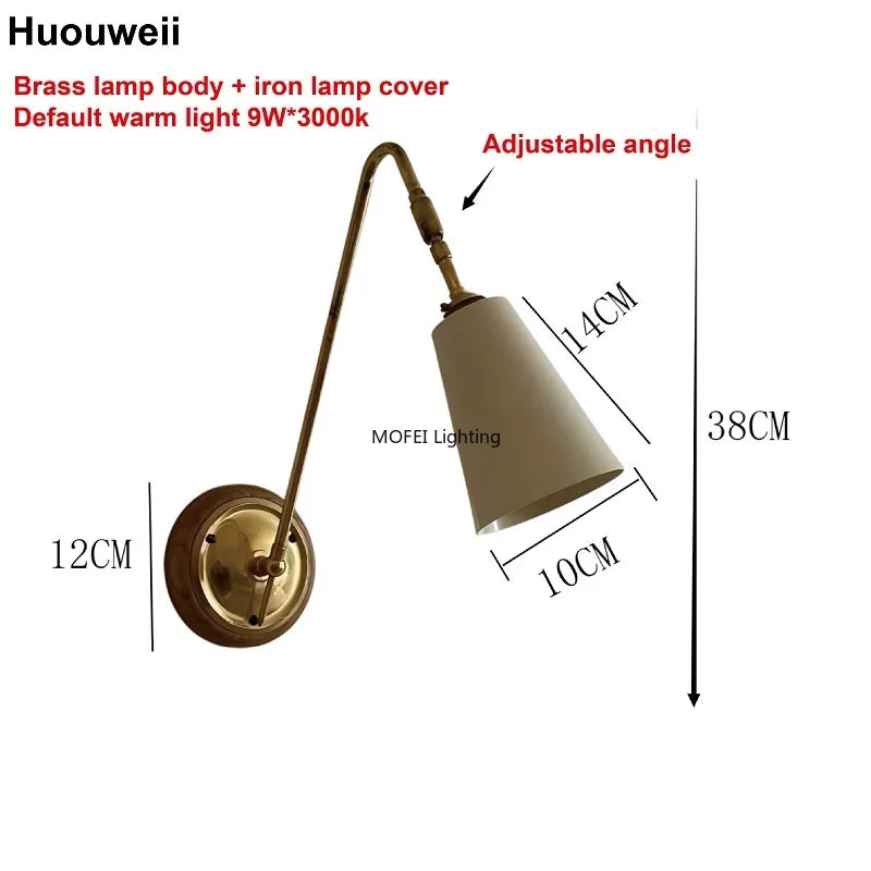 Retro Brass Wall Lamp Nordic Living Room Hallway Mood Lighting Bedroom Bedside Sconce LED Wall Light Fixture Home Decor
