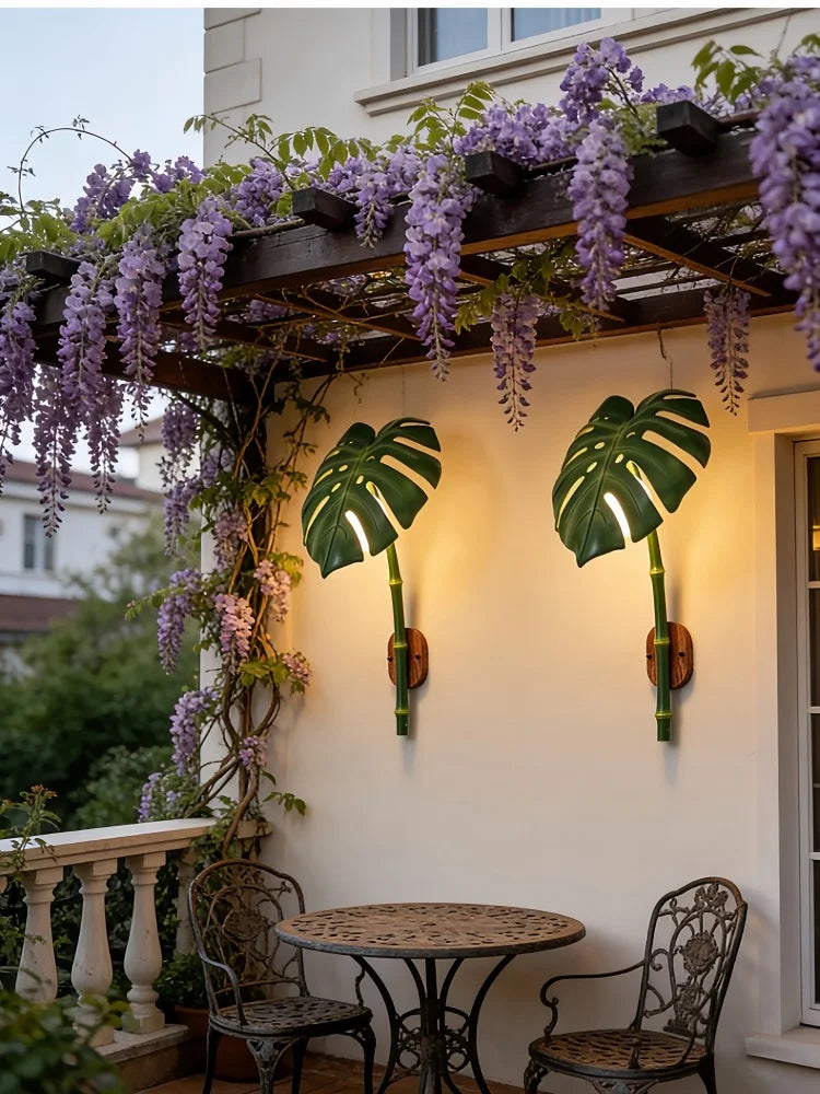 Outdoor Waterproof Wall Lamp With E27 1 -Light Bionic Bamboo Wall Sconce for Balcony Garden Entryway Bedroom Decor Viewing Lamp