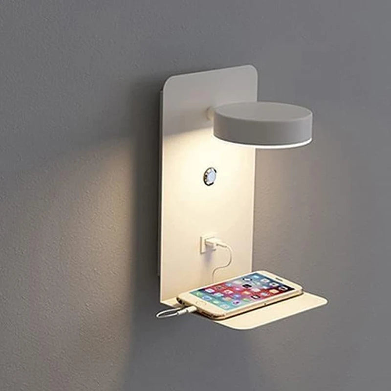 LED Wall Lamp With Switch And USB Charging Port Modern 9W Black White Aisle Bedroom Bedside Art Lighting Decoration Wall Lights