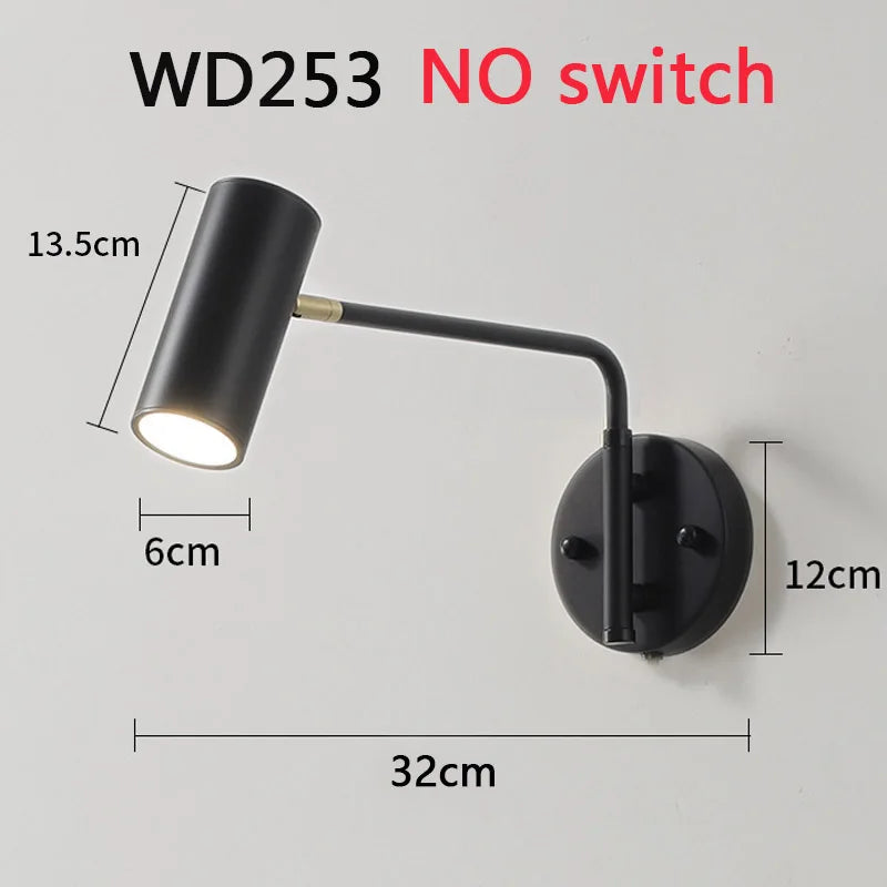 Nordic LED Wall Lamp Retractable Adjustable Wall Lights for Home Decoration Bedroom Bedside Reading Sconce Add Dimmable Function