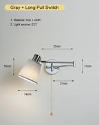 Nordic LED Wall Lamp Adjustable Mechanical Telescopic Arm Wall Light With Switch Indoor Lighting Home Decor Bedside Bedroom
