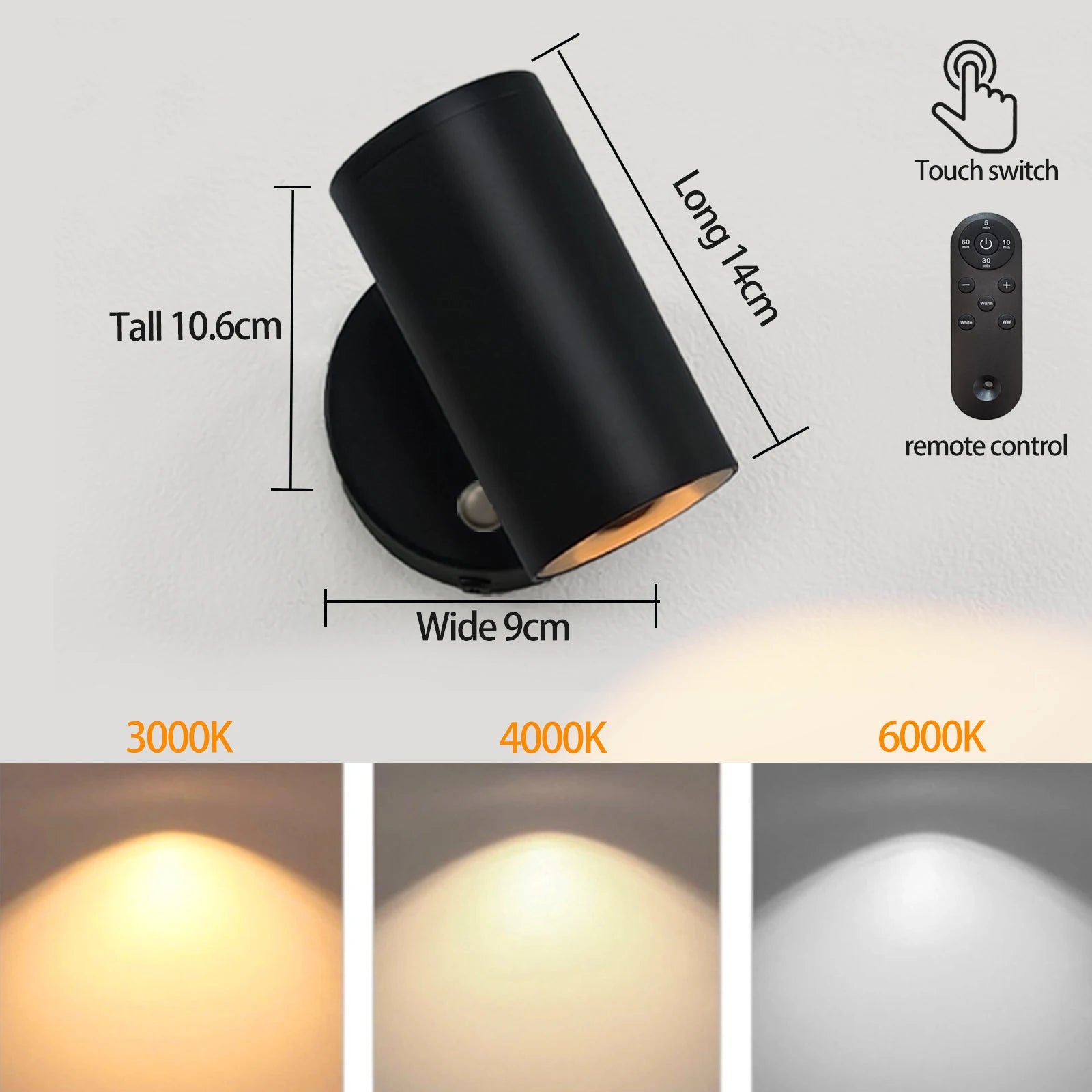 Applique murale rechargeable avec télécommande