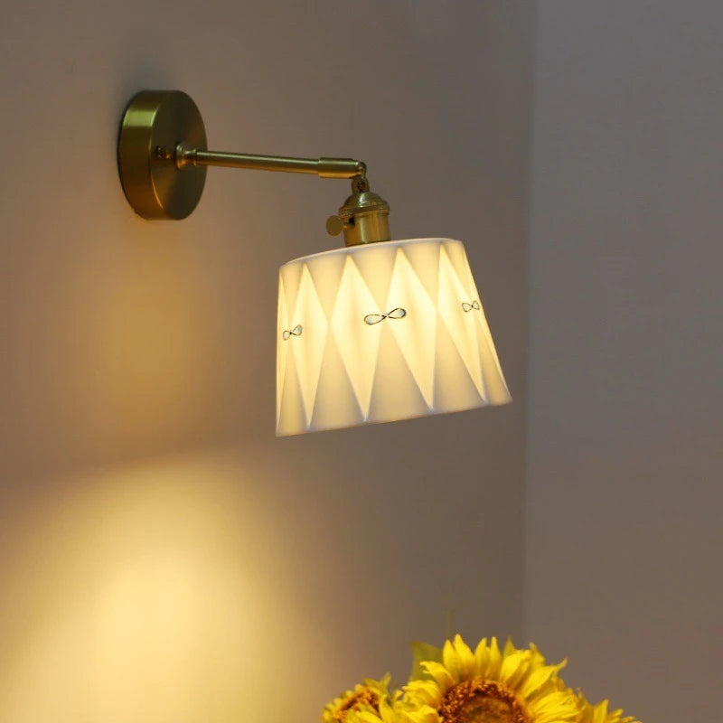 IWHD Simple LED Wall Lamps Living Room Cafe Reading Ceramic Pull Chain Switch Up Down Rotate Copper Bathroom Vanity Mirror Light