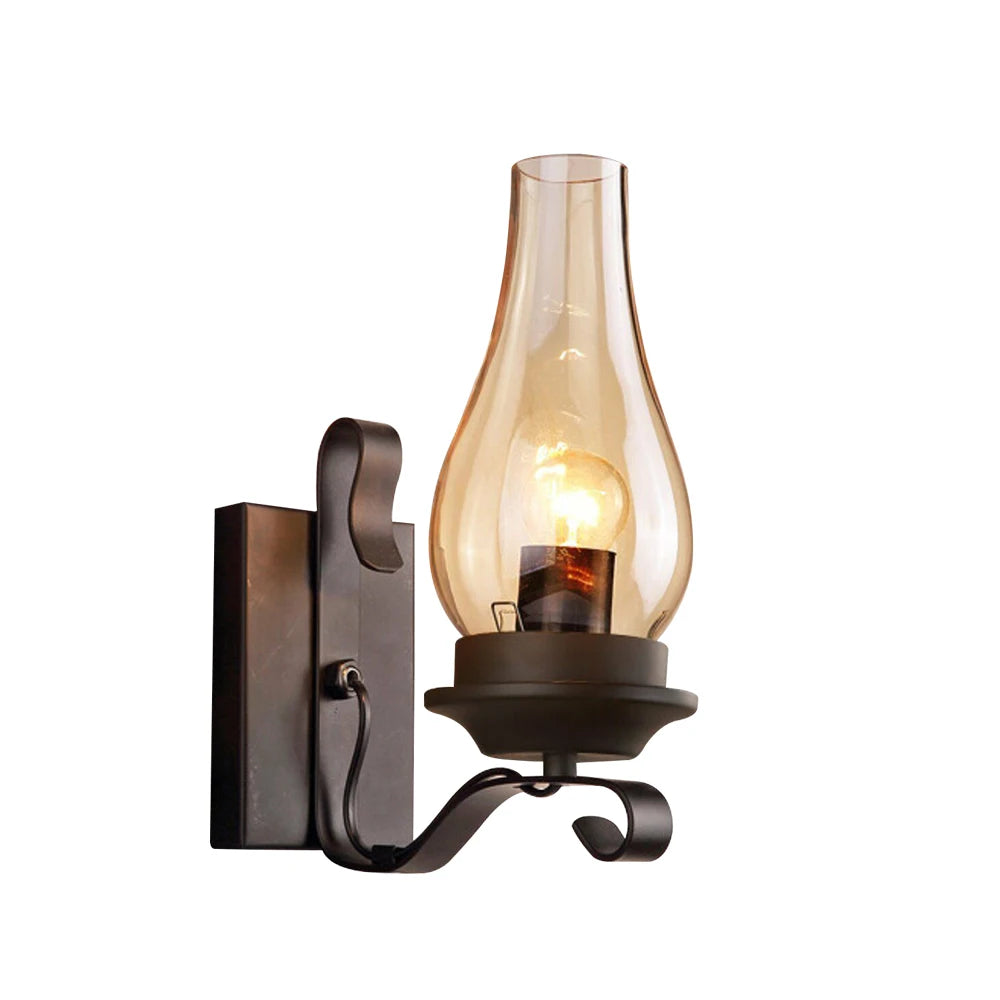 Retro Simple Wall Lamp Glass Ball lampshade Sconces Lighting Fixture Industrial Decor Garden Balcony Lighting Lamp E27