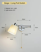 Nordic LED Wall Lamp Adjustable Mechanical Telescopic Arm Wall Light With Switch Indoor Lighting Home Decor Bedside Bedroom