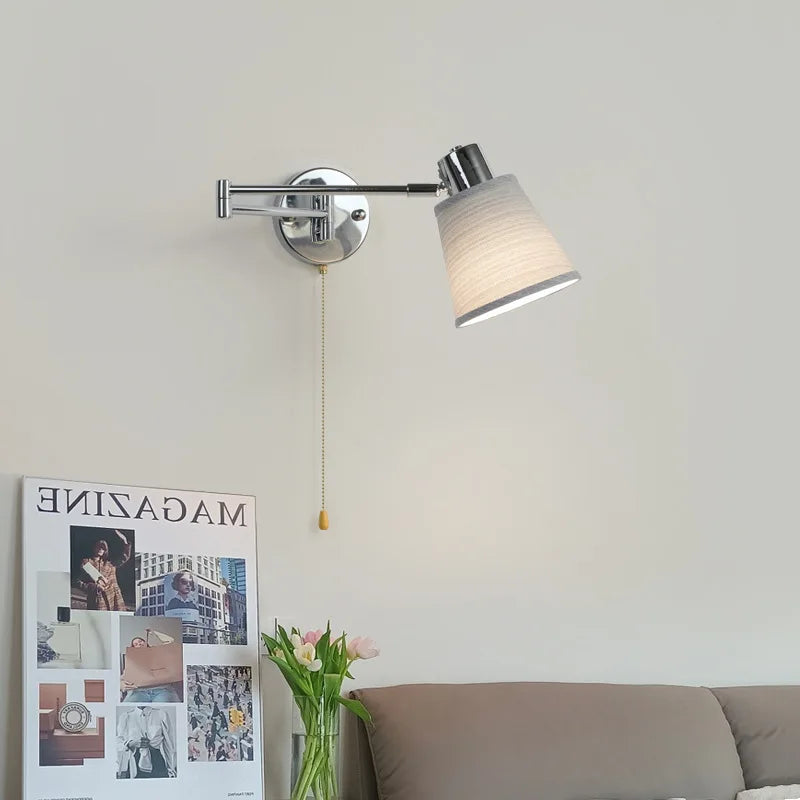 Nordic LED Wall Lamp Adjustable Mechanical Telescopic Arm Wall Light With Switch Indoor Lighting Home Decor Bedside Bedroom