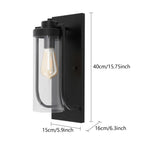 Black Outdoor Wall Light with Clear Glass Shade E27 Bulb Holder Modern Iron Fixture for Porch Cafe Hallway