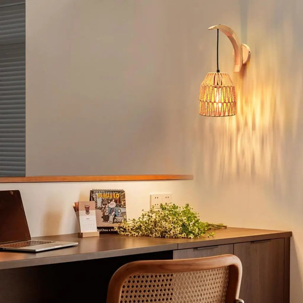 Applique murale corde et bois