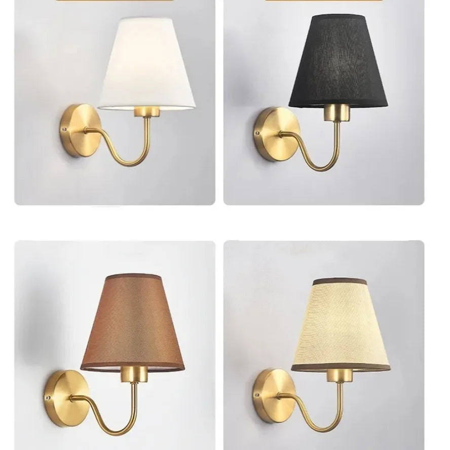 E27 Retro Wall Lamp Simple Creative Fabric Wall Lamp Living Room Bedroom Bedside Hotel Home Decor LED Lighting Fixtures
