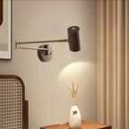 Nordic Wooden Swing Arm LED Wall Sconce 360° Adjustable Pull Chain Plug-in Modern Bedside Lamp For Bedroom Living Room Home Deco