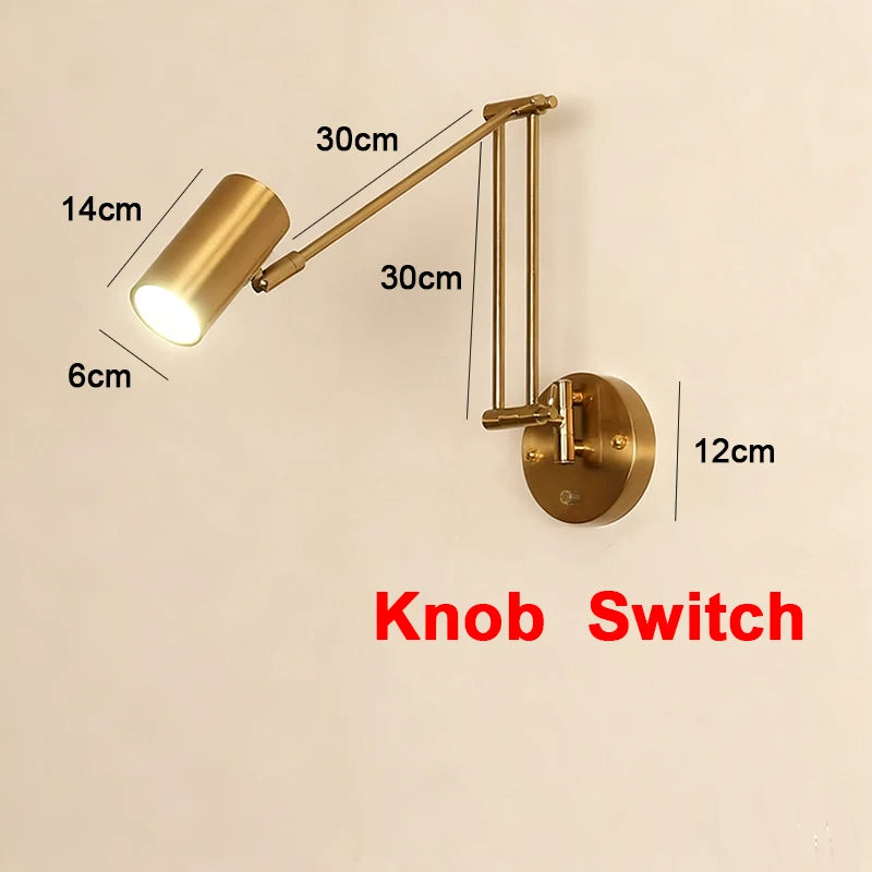 Nordic LED Wall Lamp Retractable Adjustable Wall Lights for Home Decoration Bedroom Bedside Reading Sconce Add Dimmable Function