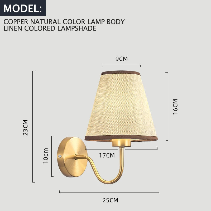 E27 Retro Wall Lamp Simple Creative Fabric Wall Lamp Living Room Bedroom Bedside Hotel Home Decor LED Lighting Fixtures
