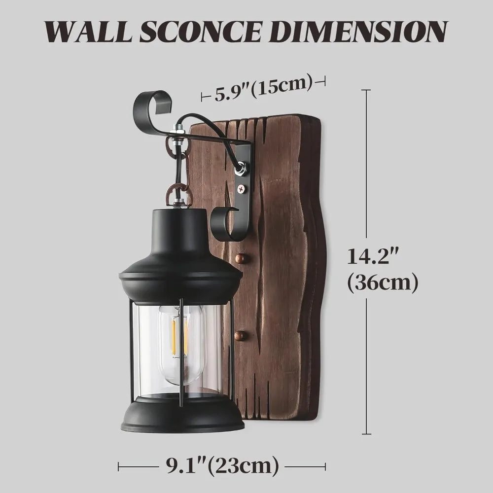 JOYINLED Antique Retro Vintage Industrial Wood Wall Lamp Retro Wall Light Sconce for Bedroom Hallway Bar Café Garden E27 Sconce