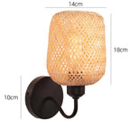 Rattan Wall Lamp Vintage Living Room Wall Light E27 Bedroom Bedside Lamp Retro Hemp Rope Woven Sconce Indoor Lighting Fixtures
