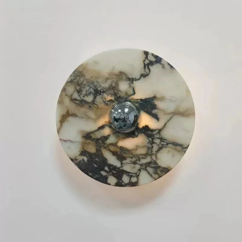 Modern Natural Marble Wall Lamp Round LED Wall Sconce Light Living Room Background Restaurant Bathroom Bedroom Lights Home Decor