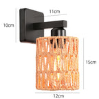 Rattan Wall Lamp Vintage Living Room Wall Light E27 Bedroom Bedside Lamp Retro Hemp Rope Woven Sconce Indoor Lighting Fixtures