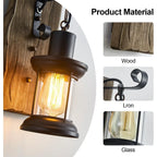 JOYINLED Antique Retro Vintage Industrial Wood Wall Lamp Retro Wall Light Sconce for Bedroom Hallway Bar Café Garden E27 Sconce