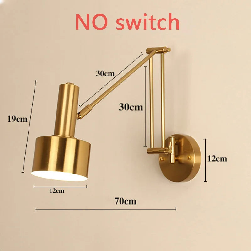 Nordic LED Wall Lamp Retractable Adjustable Wall Lights for Home Decoration Bedroom Bedside Reading Sconce Add Dimmable Function