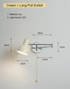Nordic LED Wall Lamp Adjustable Mechanical Telescopic Arm Wall Light With Switch Indoor Lighting Home Decor Bedside Bedroom