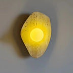 IWHD Wabi Sabi LED Wall Lights Bedroom Decoration Living Room Stair Lighting Yellow Travertine Bedside Lamps Applique Murale